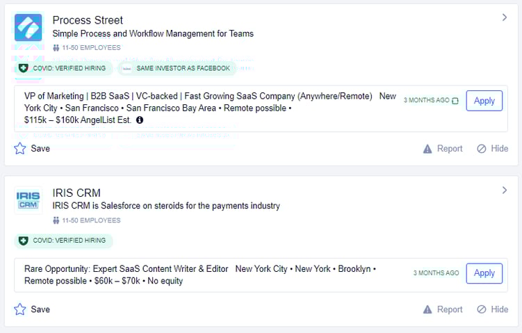 Saas job listing